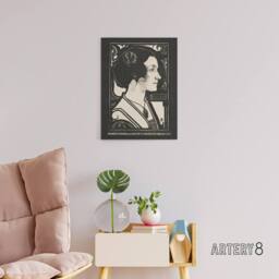 "Artery8 Woman Stained Glass Sketch Portrait Holst Canvas Wall Art Print in Black - Size: W18"" x H24""" - thumbnail 3