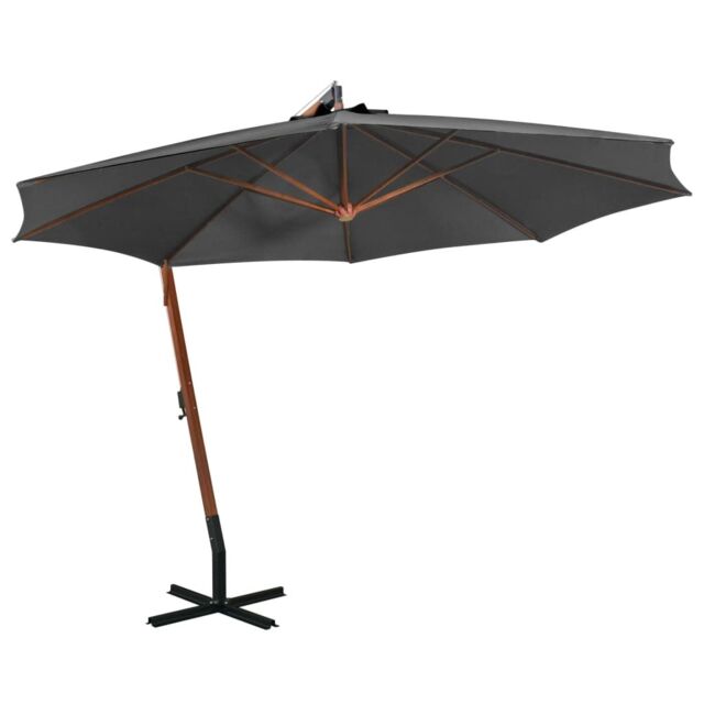 Berkfield Home Hanging Parasol with Pole Anthracite 3.5x2.9 m Solid Fir Wood in Black - image 1