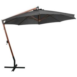 Berkfield Home Hanging Parasol with Pole Anthracite 3.5x2.9 m Solid Fir Wood in Black - thumbnail 2