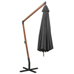 Berkfield Home Hanging Parasol with Pole Anthracite 3.5x2.9 m Solid Fir Wood in Black - thumbnail 4