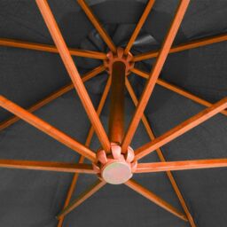 Berkfield Home Hanging Parasol with Pole Anthracite 3.5x2.9 m Solid Fir Wood in Black - thumbnail 5