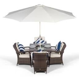 Thats Furniture Arizona Square 4 Seater Patio Dining Set with Ice Bucket Drinks Cooler in Brown - thumbnail 1