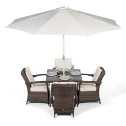 Thats Furniture Arizona Square 4 Seater Patio Dining Set with Ice Bucket Drinks Cooler in Brown - thumbnail 5