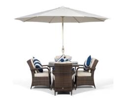Thats Furniture Arizona Square 4 Seater Patio Dining Set with Ice Bucket Drinks Cooler in Brown - thumbnail 2
