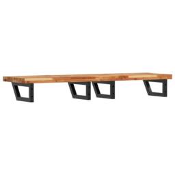 Berkfield Home Elegant Basin Shelf Wall Mounted Steel & Solid Wood Acacia in Brown - thumbnail 6