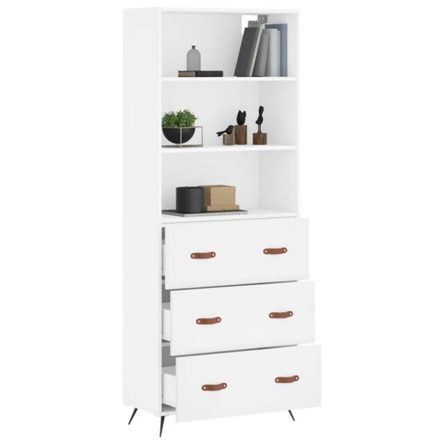 Berkfield Home Highboard White 69.5x34x180 cm Engineered Wood - image 1