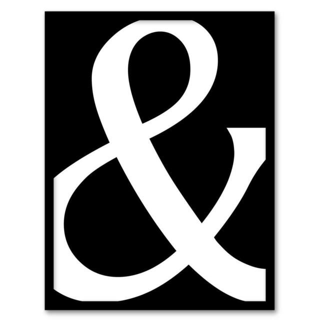 Artery8 And Ampersand Symbol Black White Minimal Design Framed Wall Art Print - Size: A4 - image 1