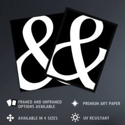 Artery8 And Ampersand Symbol Black White Minimal Design Framed Wall Art Print - Size: A4 - thumbnail 2