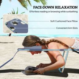 OUTSUNNY Sun Lounger with Reading Hole, Folding Garden Lounger in Grey - Size: 2 Pack - thumbnail 5