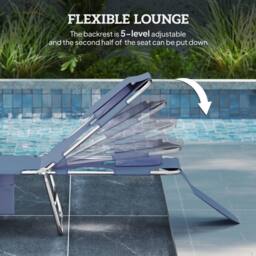 OUTSUNNY Sun Lounger with Reading Hole, Folding Garden Lounger in Grey - Size: 2 Pack - thumbnail 4