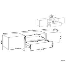 Wyld and Coco TV Stand Concrete-Effect White Veneer with LED Lighting Storage in Grey - thumbnail 3