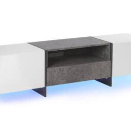 Wyld and Coco TV Stand Concrete-Effect White Veneer with LED Lighting Storage in Grey - thumbnail 2