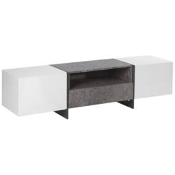 Wyld and Coco TV Stand Concrete-Effect White Veneer with LED Lighting Storage in Grey - thumbnail 5