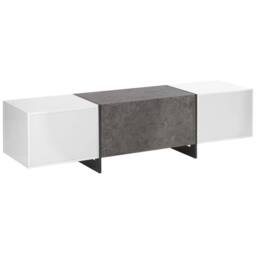 Wyld and Coco TV Stand Concrete-Effect White Veneer with LED Lighting Storage in Grey - thumbnail 7