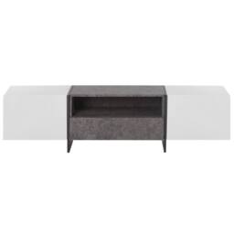 Wyld and Coco TV Stand Concrete-Effect White Veneer with LED Lighting Storage in Grey - thumbnail 4