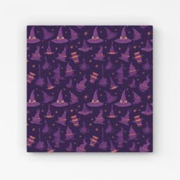 Warren Reed - Designer Witch Hats & Broomsticks Canvas in Purple - Size: w10 inch x h10 inch - thumbnail 1