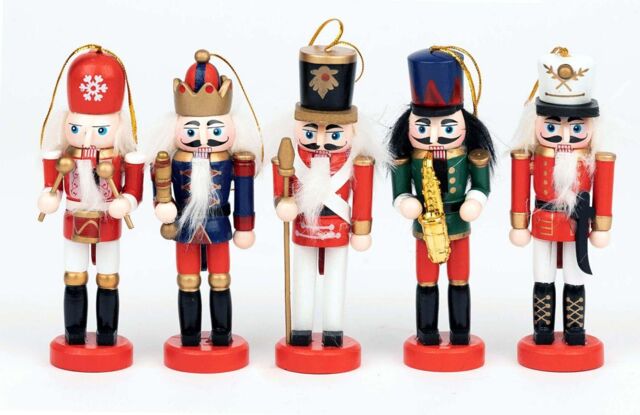 Shatchi 13cm Wooden Nutcrackers Figures Christmas Ornament 5Pcs Set - image 1