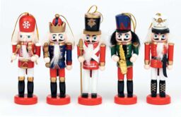 Shatchi 13cm Wooden Nutcrackers Figures Christmas Ornament 5Pcs Set - thumbnail 2