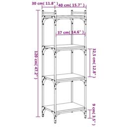 Berkfield Home Decorative Bookcase 4-Tier Grey Sonoma 40x30x120 cm Engineered Wood - Size: 40 x 30 x 120 cm - thumbnail 9