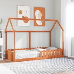 Berkfield Home Kids' House Bed Frame without Mattress Wax Brown 90x190 cm Single - thumbnail 2