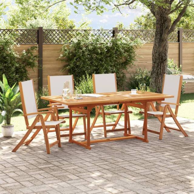 Berkfield Home 5 Piece Garden Dining Set Solid Wood Acacia & Textilene in Brown - image 1