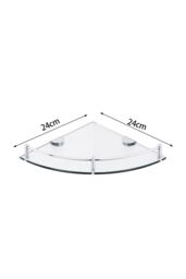 Living and Home 2Pcs Bathroom Glass Corner Shelf Wall Mounted Storage Rack in Silver - thumbnail 4