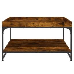 Berkfield Home Coffee Table Smoked Oak 80x80x45 cm Engineered Wood & Iron in Brown - Size: 80 x 80 x 45 cm - thumbnail 4