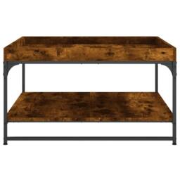 Berkfield Home Coffee Table Smoked Oak 80x80x45 cm Engineered Wood & Iron in Brown - Size: 80 x 80 x 45 cm - thumbnail 5