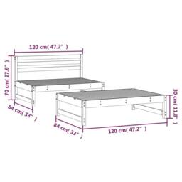 Berkfield Home Beautiful 2 Piece Garden Lounge Set Grey Solid Wood Pine - thumbnail 7