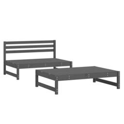 Berkfield Home Beautiful 2 Piece Garden Lounge Set Grey Solid Wood Pine - thumbnail 3