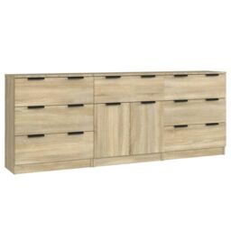 Berkfield Home 3 Piece Sideboards Sonoma Oak Engineered Wood in Brown - thumbnail 2