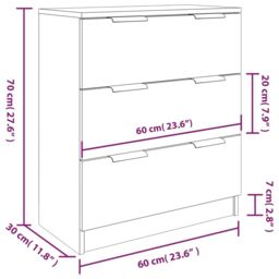 Berkfield Home 3 Piece Sideboards Sonoma Oak Engineered Wood in Brown - thumbnail 6