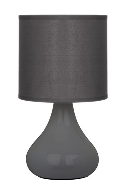 Orsina Grey Table Lamp, Curved Ceramic Base With Subtle Ribbed Detailing, Soft Fabric Shade For Ambient Lighting - image 1
