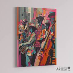 "Artery8 Abstract New Orleans Jazz Musicians Canvas Wall Art Print - Size: W18"" x H24""" - thumbnail 2