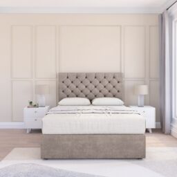 "Sloomy Mayfair Divan Bed Base 2 Drawers & 26"" Struts Headboard in Stone - Size: Double" - thumbnail 2