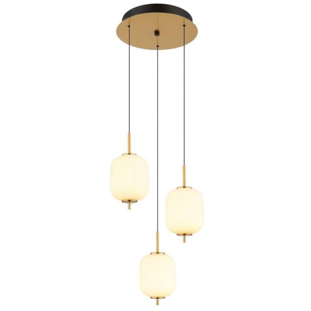 Netlighting Ewald Cluster Pendant Brass Coloured Opal Glass Shade 3x LED 3000K in Yellow - image 1