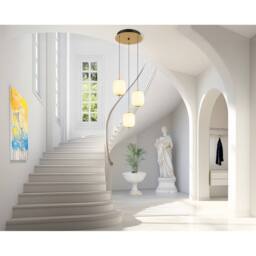 Netlighting Ewald Cluster Pendant Brass Coloured Opal Glass Shade 3x LED 3000K in Yellow - thumbnail 5