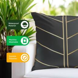 Gardenwize Pack of 2 Outdoor Gold Palm Scatter Cushions in Black - thumbnail 5