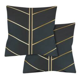 Gardenwize Pack of 2 Outdoor Gold Palm Scatter Cushions in Black - thumbnail 1