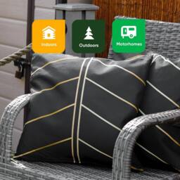 Gardenwize Pack of 2 Outdoor Gold Palm Scatter Cushions in Black - thumbnail 6