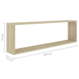 Berkfield Home Wall Cube Shelf 2 pcs Sonoma Oak 100x15x30 cm Engineered Wood in Light Brown - Size: 100 x 15 x 30 cm - thumbnail 9