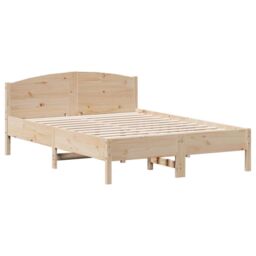 Berkfield Home Bed Frame without Mattress 135x190 cm Double Solid Wood Pine in Brown - thumbnail 2