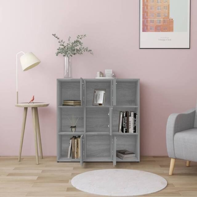 Berkfield Home Modern Book Cabinet Grey Sonoma 90x30x90 cm Engineered Wood - Size: 90 x 30 x 90 cm - image 1