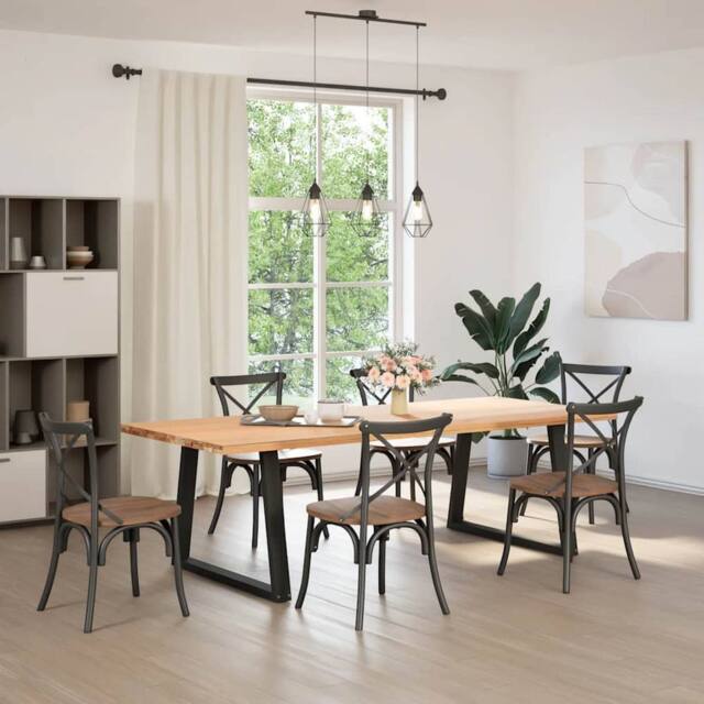 Berkfield Home Dining Table Legs V-Shape 2 pcs Black 90x(72-73.3) cm Steel - image 1