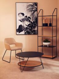 Orsina Elegant Coffee Table With Hairpin Legs, Functional Coffee Table With Storage, Sleek Metal Top Coffee Table in Natural - thumbnail 4