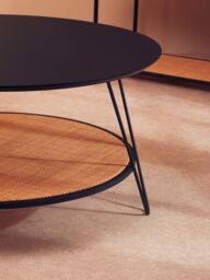 Orsina Elegant Coffee Table With Hairpin Legs, Functional Coffee Table With Storage, Sleek Metal Top Coffee Table in Natural - thumbnail 3
