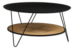 Orsina Elegant Coffee Table With Hairpin Legs, Functional Coffee Table With Storage, Sleek Metal Top Coffee Table in Natural - thumbnail 2