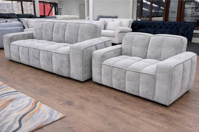 Stratus Interiors Paris Chunky Panel Sofa - Plush Comfort, Stylish Design Durable Build in Light Grey - Size: 2 Seater - image 1