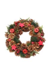 KDMD Woodland Natural Wreath with Red Stars - thumbnail 1