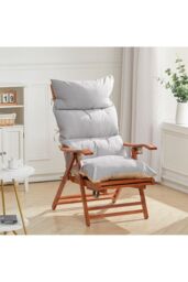 Living and Home 5-Zone Pseudo-Suede Fabric Seat Cushion with Double-Sided Straps, Non-Slip Back & Detachable Machine-Washable Cover in Grey - thumbnail 1